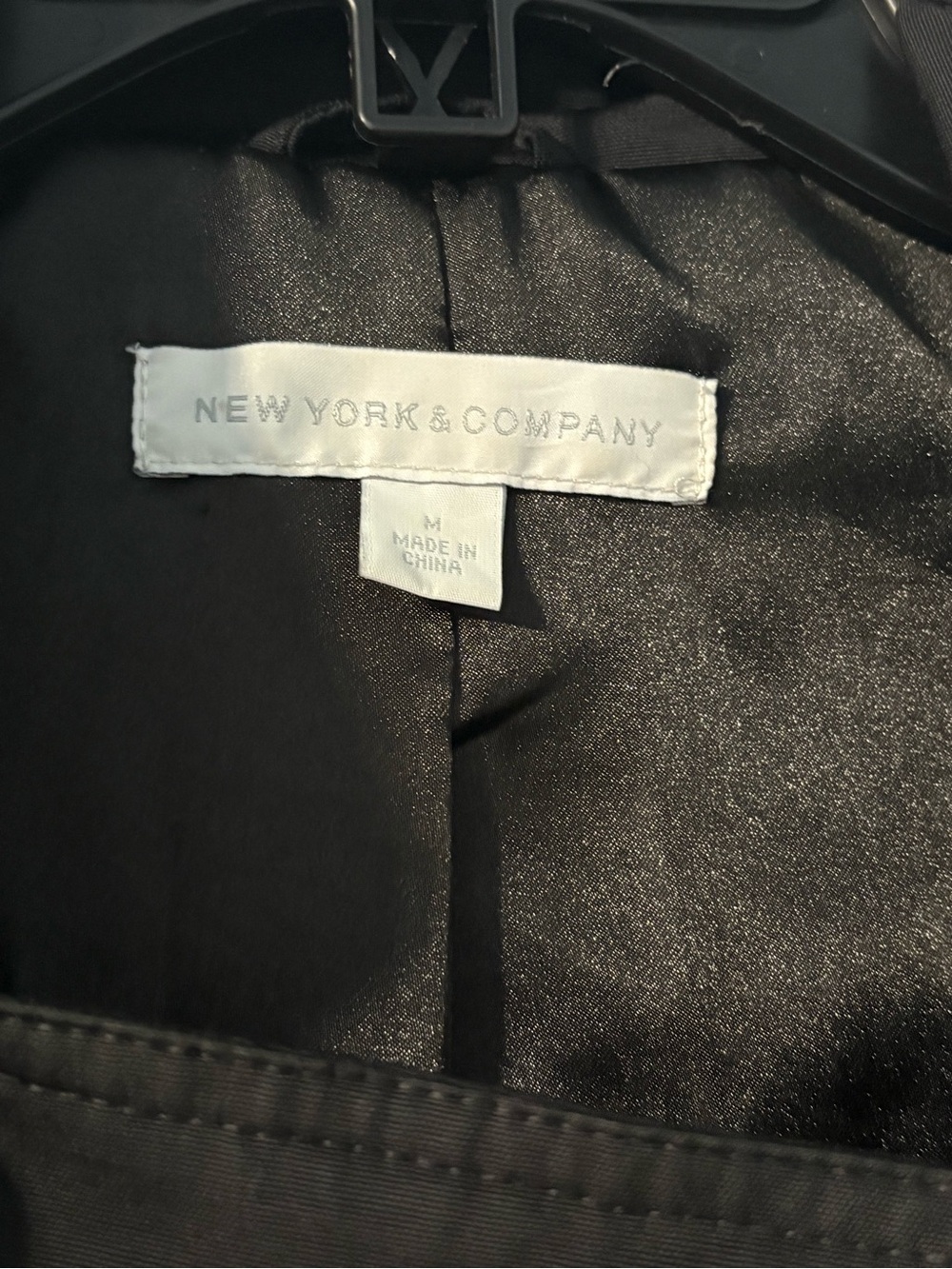 New York & Company Black Double-Breasted Trench with Belt - Picture 3 of 3